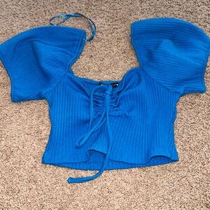 Zara blue tie crop top size large